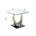 thumbnail image 5 of Tempered Glass Top End Table with U Shape Base, Silver and Black- Saltoro Sherpi, 5 of 6