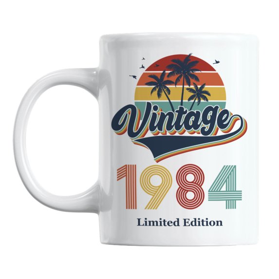 Vintage 1984 feat. Retro Sunset & Palm Trees Coffee & Tea Mug (11oz)