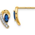 thumbnail image 1 of 14K Yellow Gold Diamond And Sapphire Earrings (11 X 5) Made In India em5592-sa-005-ya, 1 of 5