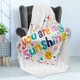 thumbnail image 4 of Saying Soft Flannel Fleece Throw Blanket, Heart Shaped Sunshine Words Stars Circle Sun Cloud Infant Design, Cozy Plush for Indoor and Outdoor Use, 70" x 90", Multicolor, by Ambesonne, 4 of 5