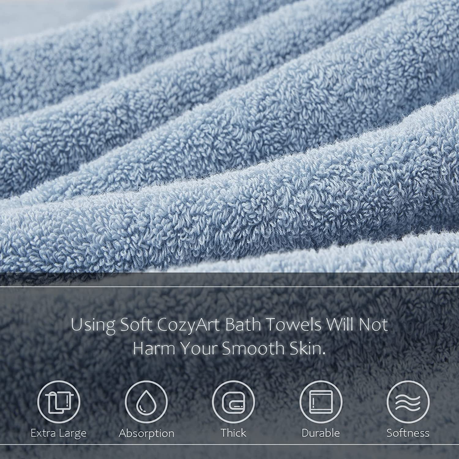 Light Blue Hand Towels for Bathroom 4 Pcs, 13x30 100% Cottonuest Hand Towels Set Super Soft Absorbent Durable 650SM Towels for Daily Use