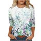thumbnail image 1 of Camisetas de Manga Corta para las Mujeres Retro Cuello Redondo Pascua Impreso Suelto Top, Ligero Poliéster 3/4 Camiseta de Manga para el Desgaste Casual, Diario Y de Primavera, 1 of 4