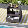 thumbnail image 2 of Costway Rolling Portable Rattan Wicker Kitchen Trolley Cart Dining Restaurant W/ Shelves, 2 of 10