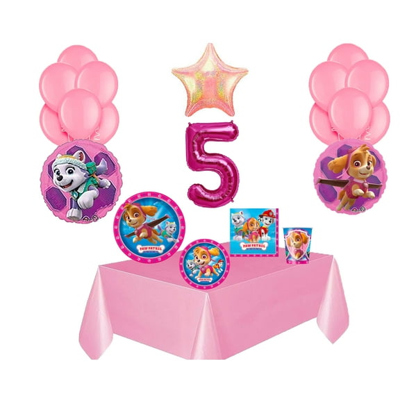 Girl Pups Paw Patrol Skye & Everest 5th Birthday Party Pack 52pc