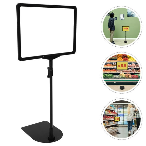PTOOTP Sign Stand Poster Stand Black Stainless Steel 1Set