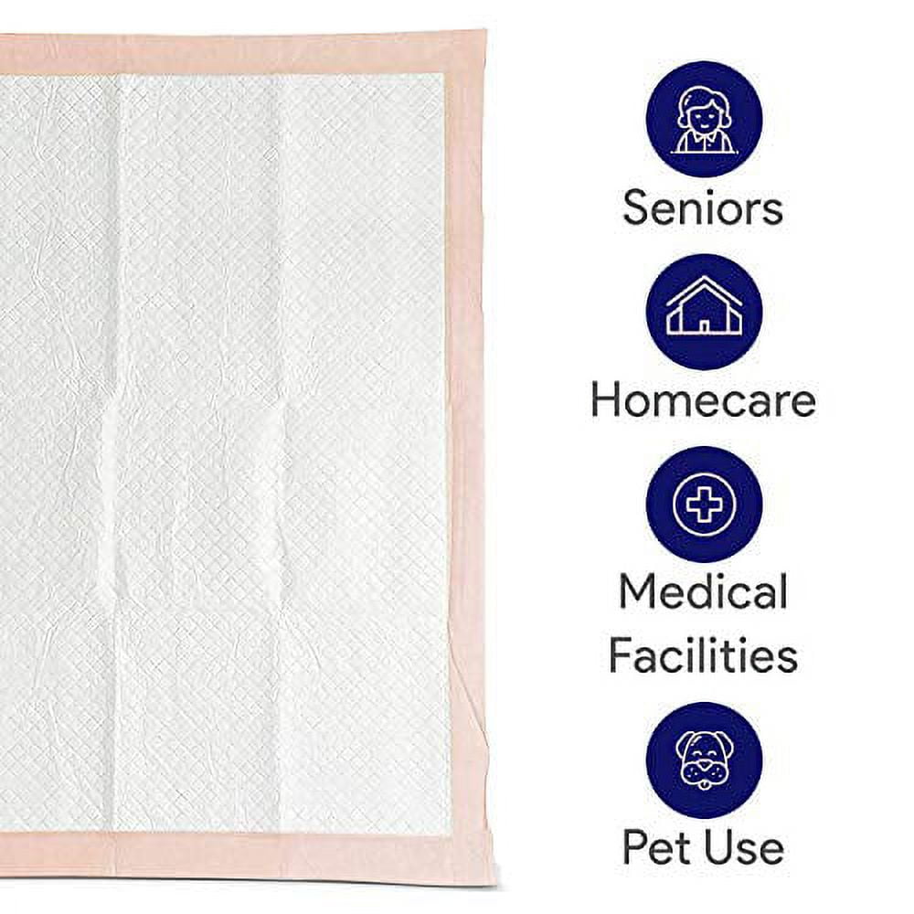 Premium Disposable Chucks Underpads 25 Pack, 30" x 36" - Highly Absorbent Bed Pads for Incontinence and Senior Care - Peach Color - Leak Proof Protection