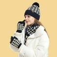 thumbnail image 4 of BRICH Women's Winter Beanie Hat Long Scarf and Touchscreen Gloves Lined Skull Caps with Pompom Neck Scarves Set Navy One Size, 4 of 5