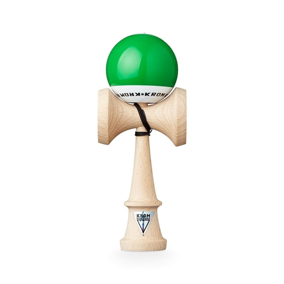 KROM Original Kendama Made of Wood for Beginners and Advanced - POP LOL Dark Green - Skill Game for Outdoors and Indoors - Wooden Toy with String and Ball