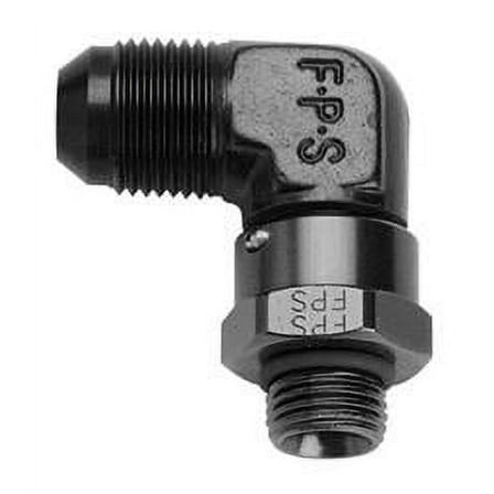 #8 x 9/16-18 90 Deg Swivel Adapter Black
