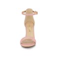 thumbnail image 6 of BLISSFUL STEP Women's Shoes Stiletto High Heels Ankle Strap Open Toe Faux Suede Sandals Pink 7.5, 6 of 7