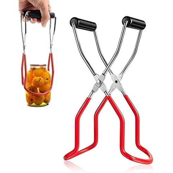 Oriflame Canning Jar Lifter Tongs, Stainless Steel Jar Lifter with Rubber Grips - for Slip Wide-Mouth Clip for Kitchen Restaurant