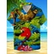 thumbnail image 2 of Camisa hawaiana de manga corta para hombre, con diseño de animales, pájaros, plantas, vacaciones, para exteriores, vacaciones, verano, color amarillo, azul y marrón, 2 of 4