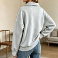 thumbnail image 4 of Ghalytn Women's Quarter Zip Collared Sweatshirt, Long Rib Cuff Sleeve Drop Shoulder Relaxed Fit Pullover Top, 4 of 5