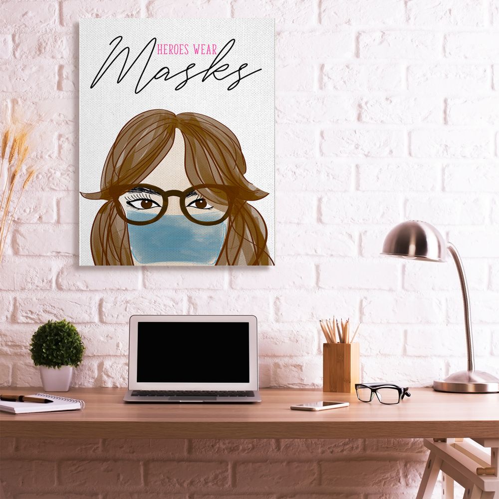 Stupell Industries Heroes Wear Masks Doctor Nurse Healthcare Quote Canvas Wall Art Design by Anna Quach