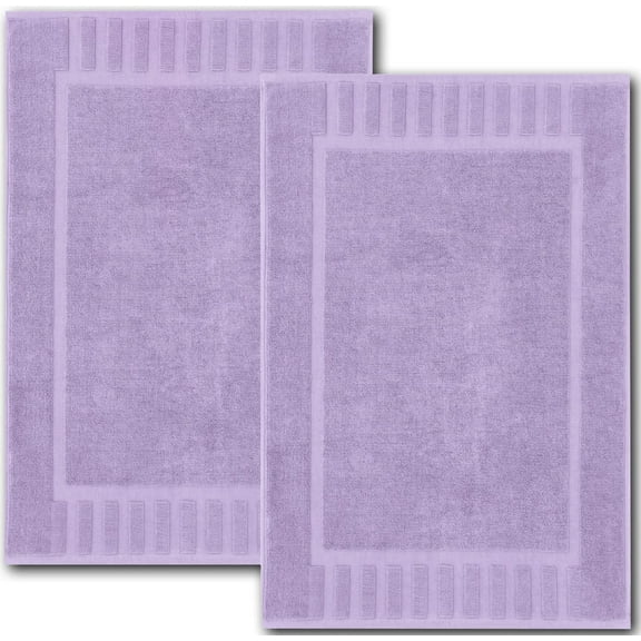 White Classic Luxury Bath Mat Floor Towel Set - Absorbent Cotton Hotel Spa Shower/Bathtub Mats, Lavender Bathroom Rugs 22"x34" | 2 Pack Mauve Bathroom Rugs | Lavender, 2 Pack