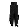 thumbnail image 3 of Gibobby Pantalones de mezclilla tipo cargo para mujer Mono informal con cinturón y cinturón multibolsillo para mujer, estilo Hip Hop, informal(Negro,G), 3 of 5