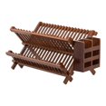thumbnail image 1 of HBlife Dish Rack,Teak Folding 2-Tier Collapsible Drainer Dish Drying Rack with Utensils Flatware Holder Set, 1 of 8