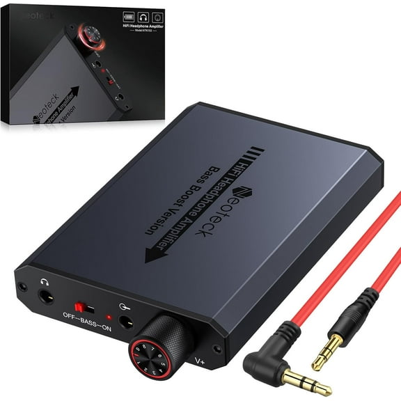 Neoteck 3.5mm Headphone Amp with Bass Boost Portable HiFi Headphone Amplifier, 16-150 Ohm, Aluminum Matte Surface for Mac, Phones, iPad, MP3, MP4 Computers PS4 PS5 Controller