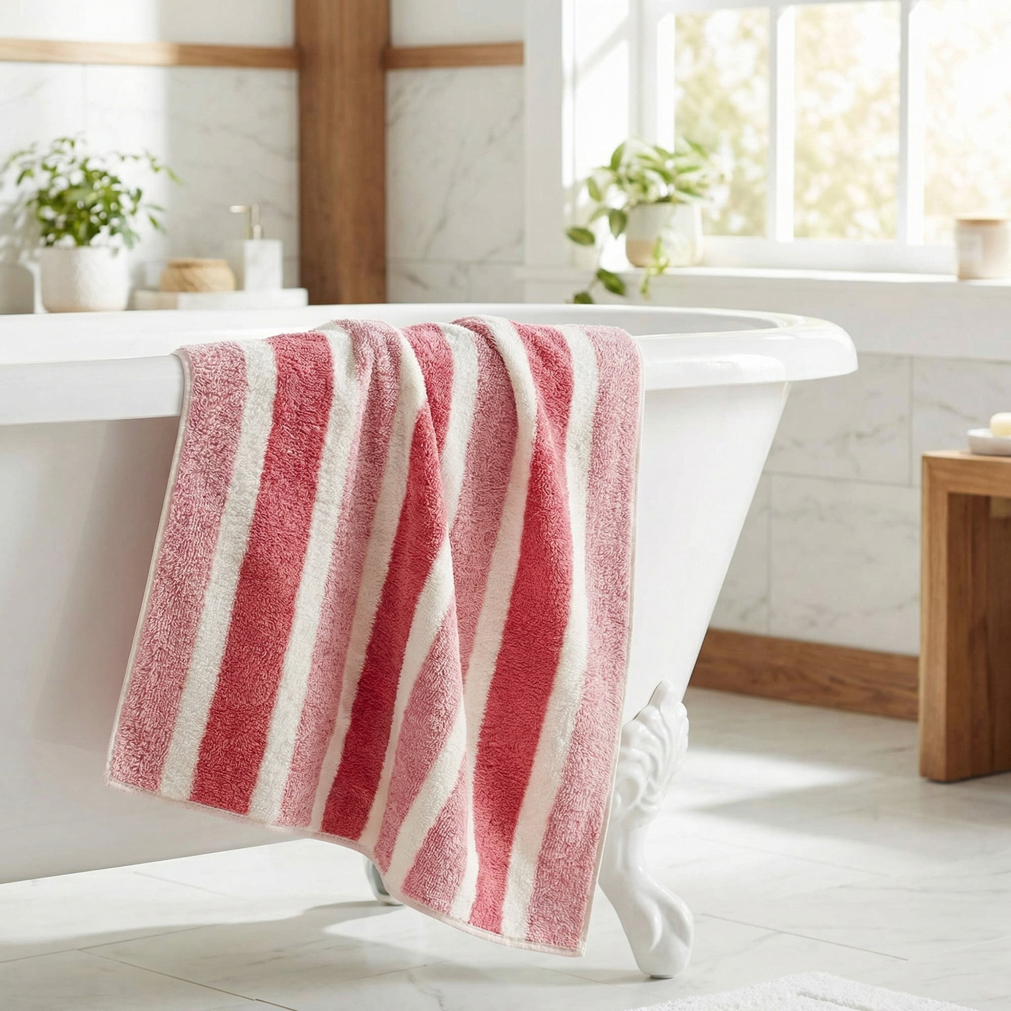Unique Bargains Ultra Plush Soft Highly Absorbent Coral Fleece Bath Towel Pink 71" x 35"