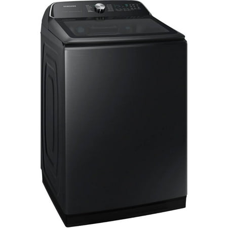 Samsung - 5.5 Cu. Ft. High-Efficiency Smart Top Load Washer with Super Speed Wash - Brushed Black