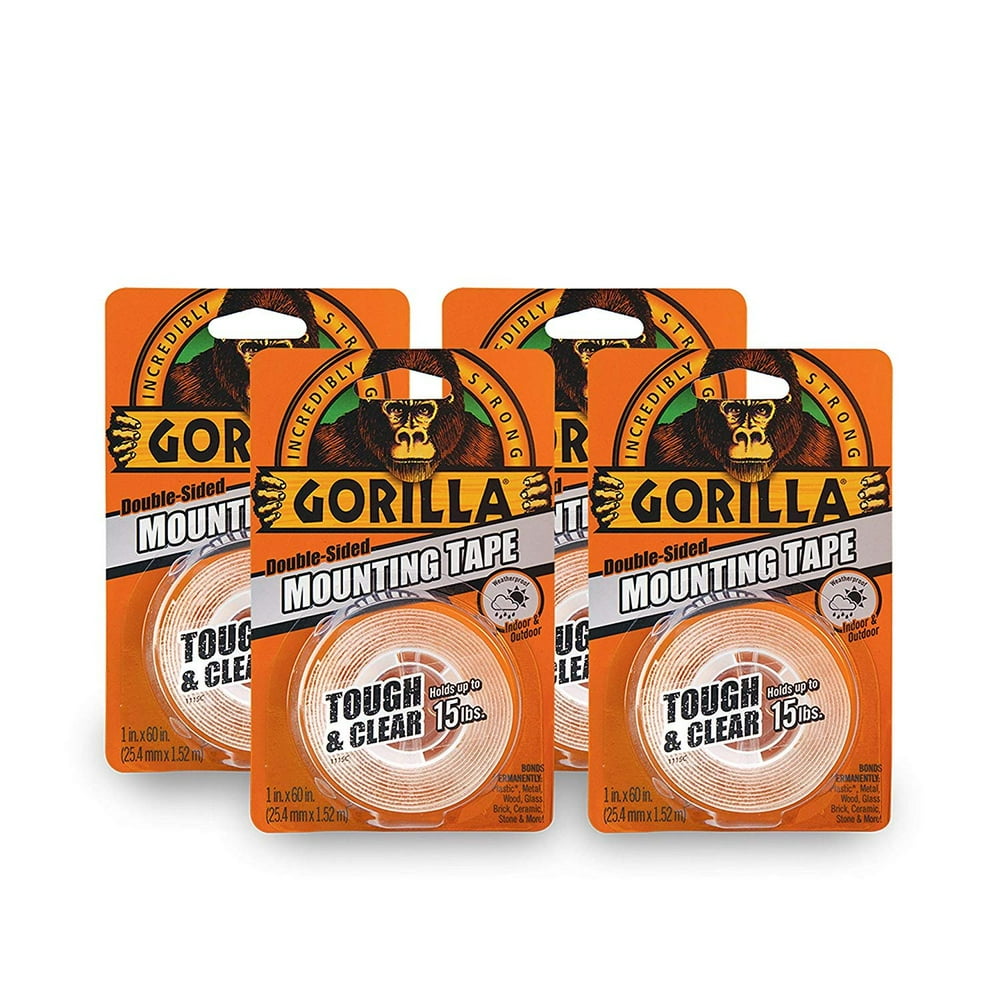Gorilla Tough & Clear Double Sided Mounting Tape, 1 Inch x 60 Inches