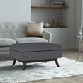 thumbnail image 4 of Owen 34 inch Wide Mid-Century Modern Coffee Table Storage Ottoman in Slate Grey Linen Look Fabric, 4 of 9