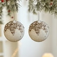 thumbnail image 4 of 3.94in Foam Christmas Bauble, Gold Sequin & Pearl Accent Pendant, Crackle Finish Hanging Ornament, Elegant Christmas Tree Decoration for Home & Holiday Party Arrangements, 4 of 6