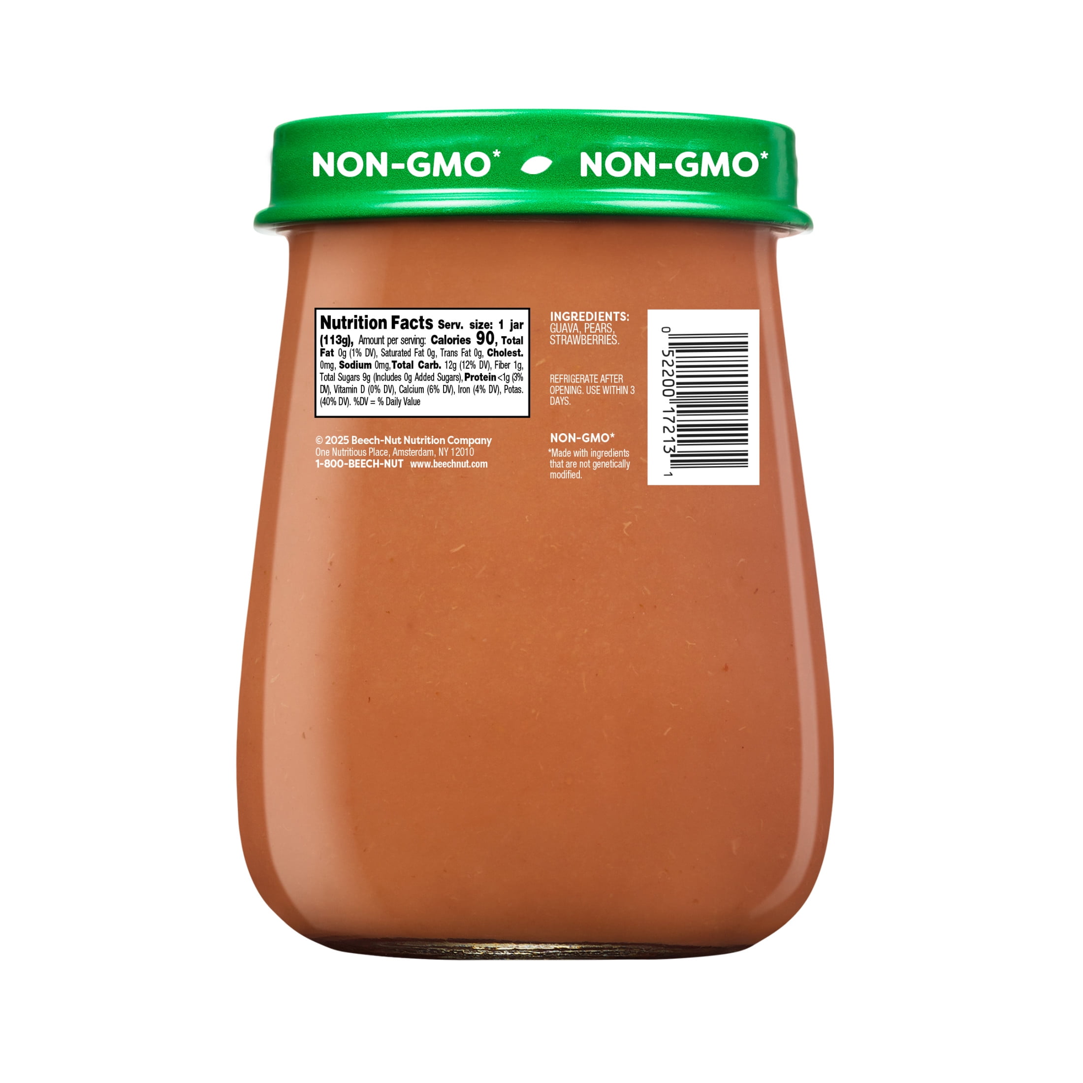 (6 pack) Beech-Nut Naturals Stage 2 Baby Food, Guava Pear & Strawberries, 4 oz Jar