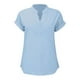 thumbnail image 4 of Camiseta sin mangas de verano para mujer, corte holgado, cuello en V plisado, sin mangas, bajo curvo, fluida, 4 of 5