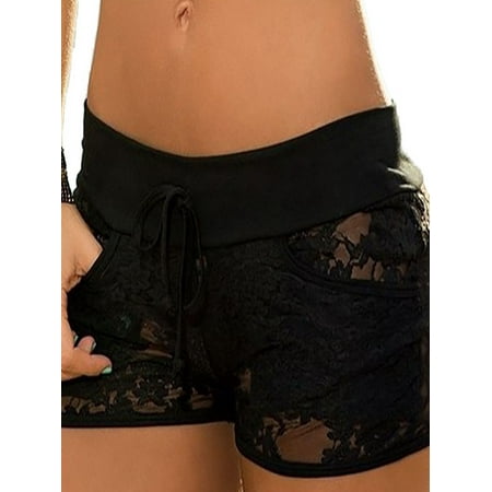 OUMY Women See Through Lace Floral Shorts Hot
