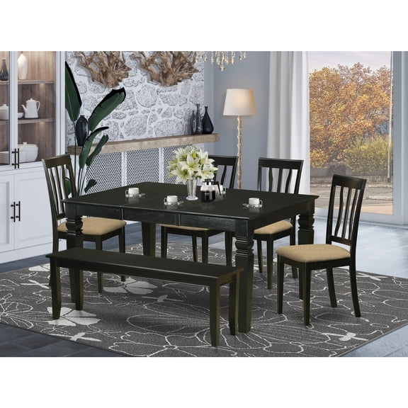 Dinette Table Set with Chairs - Kitchen Dining Room Table 6 Piece Set