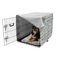 thumbnail image 2 of Calligraphy Dog Crate Cover, Names of Cities in World Amsterdam New York Beijing London Vienna Madrid, Easy to Use Pet Kennel Cover for Medium Large Dogs, 35" x 23" x 27", Grey and White, by Ambesonne, 2 of 6