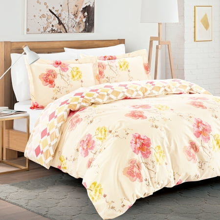 Garden Duvet Set - California Design Den Aviemore Garden Duvet Cover Set Cotton Blush, King 3 piece
