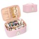 thumbnail image 1 of Bolsa de maquillaje OCHEAL Monogram con soporte para brochas de nailon rosa, 1 of 9
