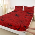 thumbnail image 4 of Homewish Gothic Halloween Spider Web Bed Sheets,Bat Spooky Pattern Full Size Sheets,Red Black,4pcs,1 Flat Sheet,1 Fitted Sheet and 2 Pillowcases, 4 of 6