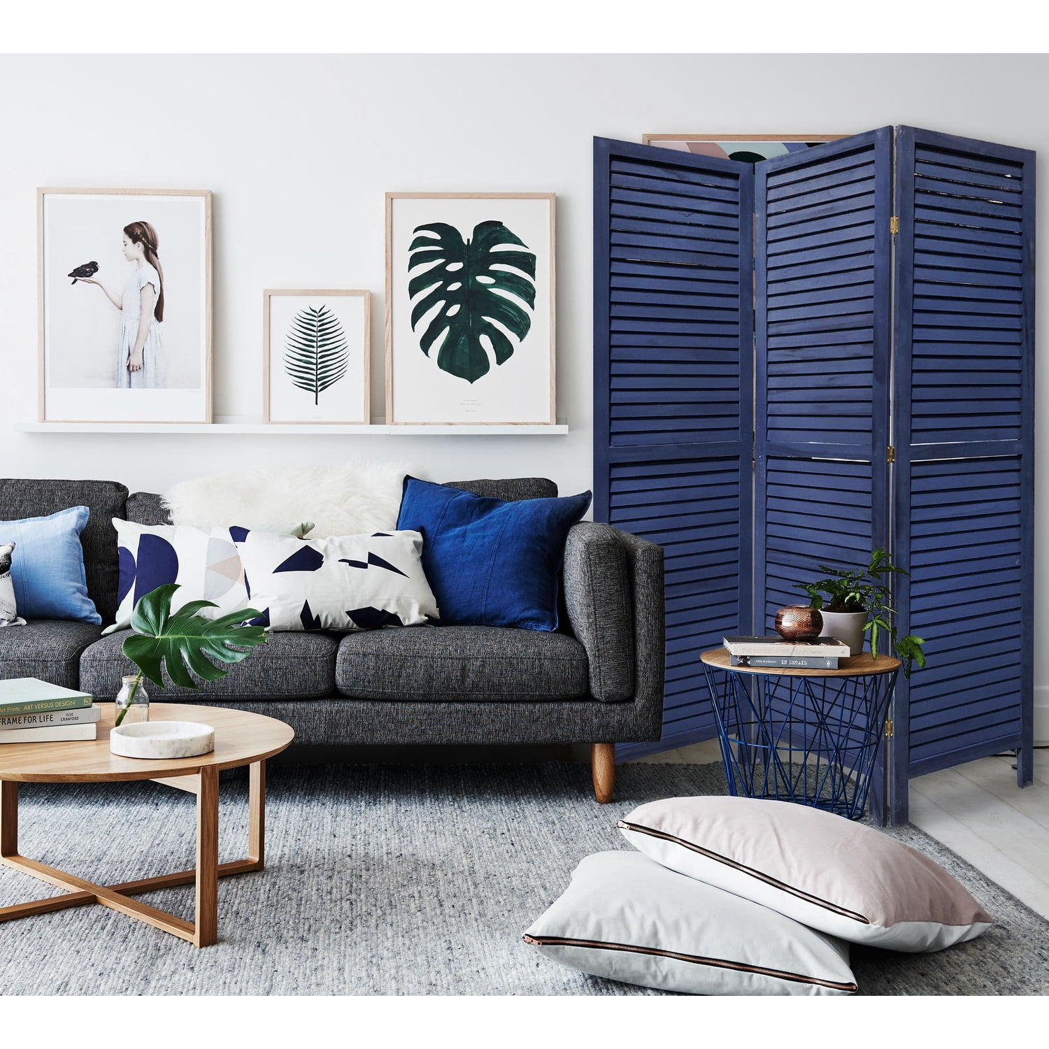 Modern Foldable Indoor 3 Panel Shutter Screen Room Divider