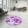 thumbnail image 4 of Ahgly Company Machine Washable Indoor Round Transitional Blossom Pink Area Rugs, 4' Round, 4 of 7
