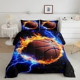 thumbnail image 2 of Castle Fairy Basketball Sport Twin Comforter Sets,Abstract Flame Lightning Bedding Set, 2 of 8