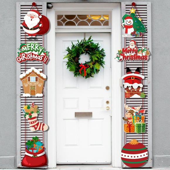 Boovnll Merry Christmas Banner Christmas Garage Door Banner Santa Claus Couplet Christmas Decor Xmas Porch Hanging Banners Indoor Outdoor Christmas Door Cover Party