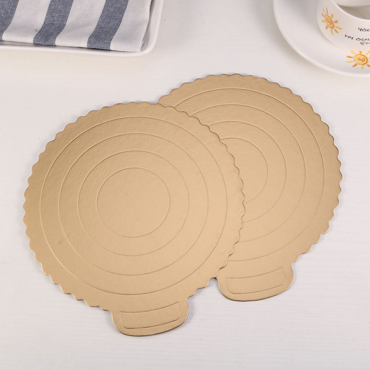 Mobutofu 20pcs Circle Base Boards Cake Plate cate Cake Bottom Board Golden for Home and Party Use