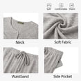 thumbnail image 6 of Weekease Two Piece Pajama Sets for Women V Neck Button up Tops Drawstring Pants Casual Lounge Set with Pockets, 6 of 8