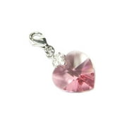 Queenberry Sterling Silver Swarovski Elements Pink October Simulated Birthstone European Lobster Style Clasp Charm