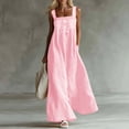 thumbnail image 2 of Ecqkame Summer Dresses for Women Square Neck Sleeveless Embroidered Floral Casual Flowy Daily Vacation Maxi Dress with Side Pockets Pink L, 2 of 6