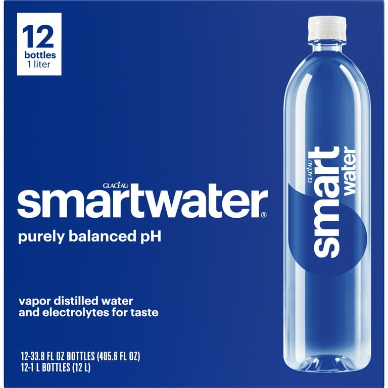 smartwater vapor distilled premium water, 1 liter, bottle