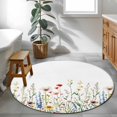 thumbnail image 4 of Watercolor Wildflower Round Area&nbsp;Rug 3ft Spring Flower Leaf Plant Non-Slip&nbsp;Washable Circle Rugs Soft Felt Indoor Floor Mat for Bedroom Kitchen Living Room Bathroom, 4 of 9