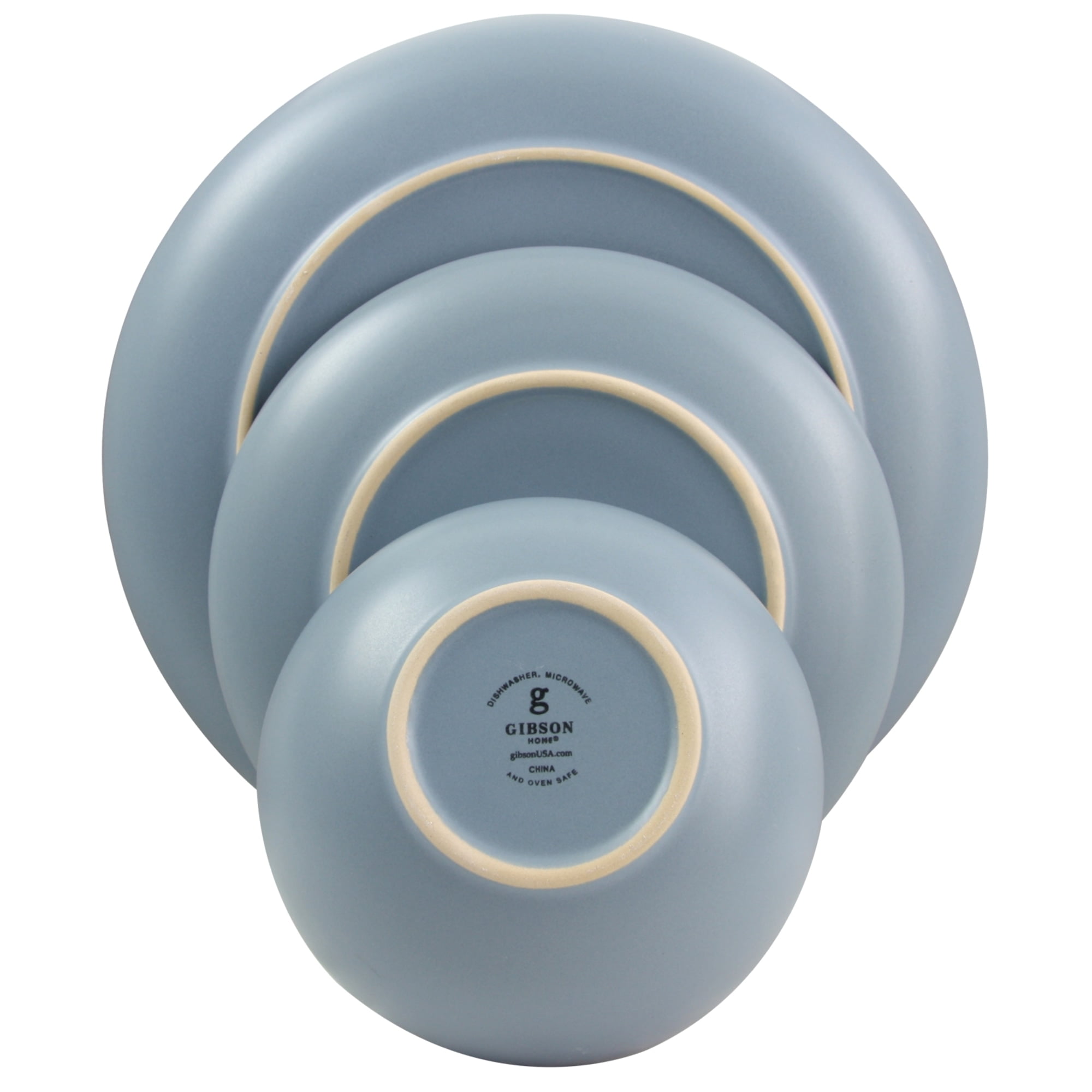 Gibson Home Rockaway 12 Pieces Dinnerware in Matte Blue Set
