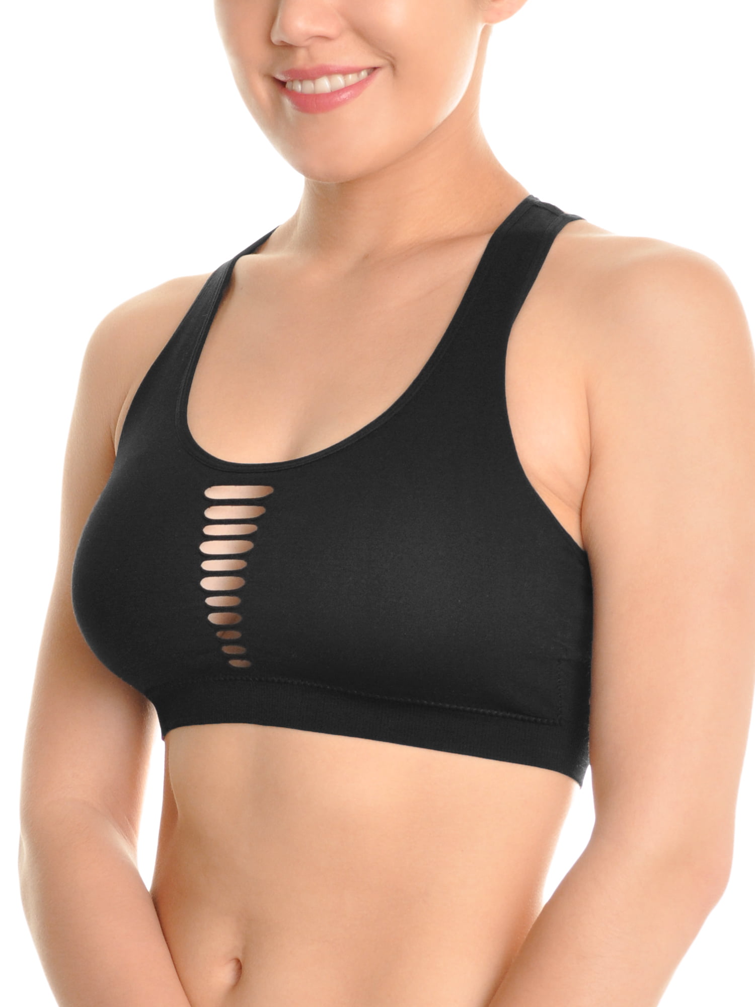 Angelina Seamless Wire-free Sports Bra with Strappy Back (3-Pack