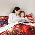 thumbnail image 4 of Manfei Independence Day Full Size Comforter Sets,Vintage American Flag Bedding Comforter Set,Red White Gold,Colorful Stars Reversible,3pcs,1 Comforter and 2 Pillowcases, 4 of 7