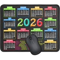 Mouse Pad with Stitched Edge, Computer Mouse Mat with Non-Slip Rubber Base, Mouse Pads for Computers Laptop Mouse 9.6x7.9x0.1 inch, (2026 Calendar Black)