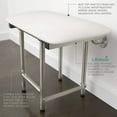 thumbnail image 3 of Seachrome 18" x 15" White Padded Cushion Folding Wall Mount Bench Shower Seat with Legs, ADA Compliant, 3 of 9
